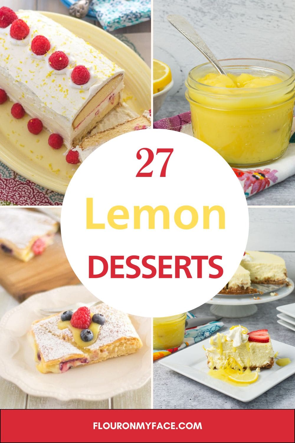 Lemon Dessert Recipes vertical Pinterest image.
