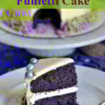 Purple Funfetti Cake, sliced on a plate.