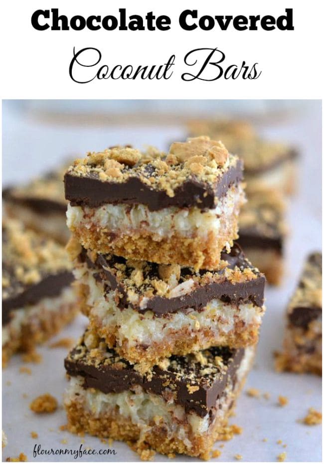 Rich and delicious CHocolate COvered Coconut Bars via flouronmyface.com