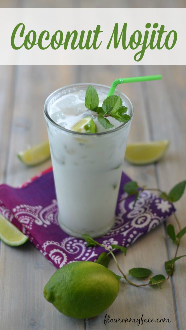 Cool off with a tropical Coconut Mojito, perfect for all celebrations and party cocktails via flouronmyface.com