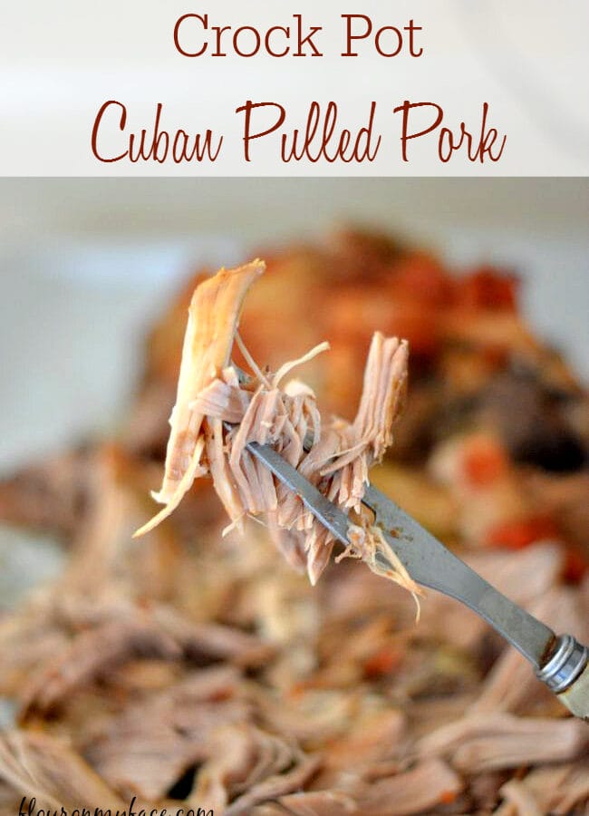 Crock Pot Cuban Pulled Pork recipe with homemade mojo marinade via flouronmyface.com