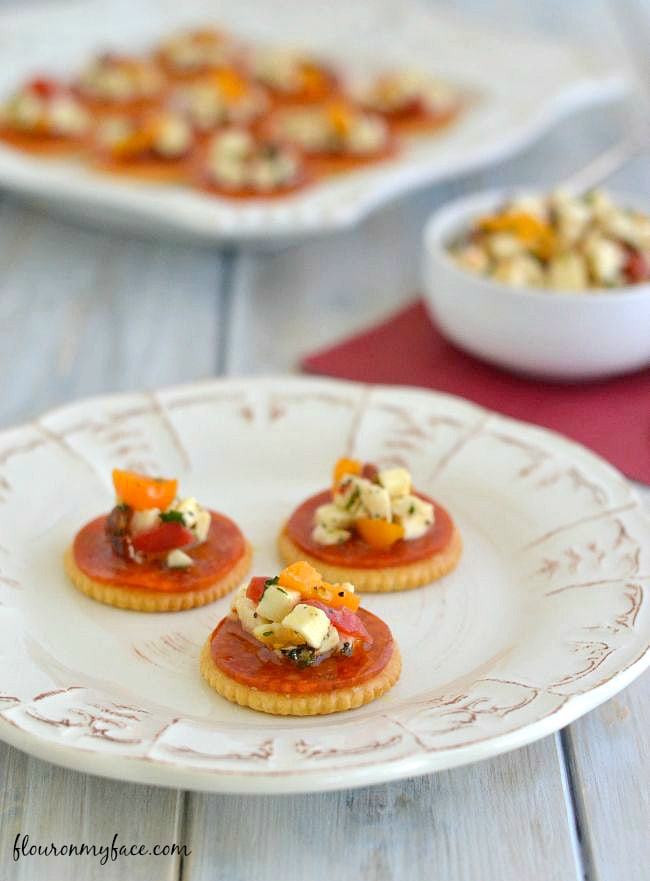 Pepperoni Bruschetta Bites #shop via flouronmyface.com