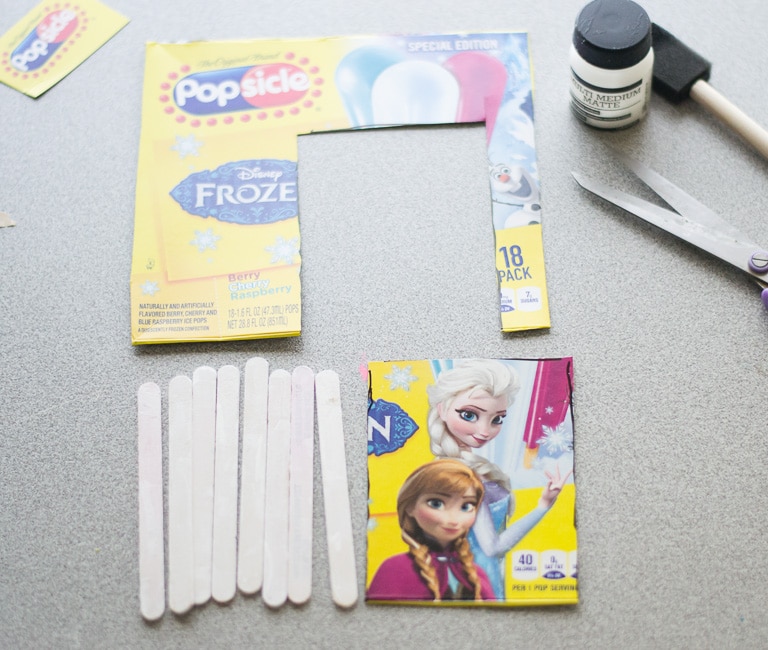 Cut out FROZEN image from the Popsicle Box via flouronmyface.com