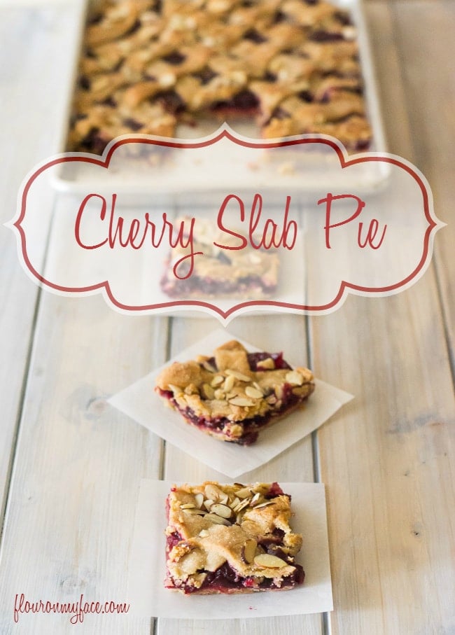 Mini Cherry Slab Pie recipe via flouronmyface.com
