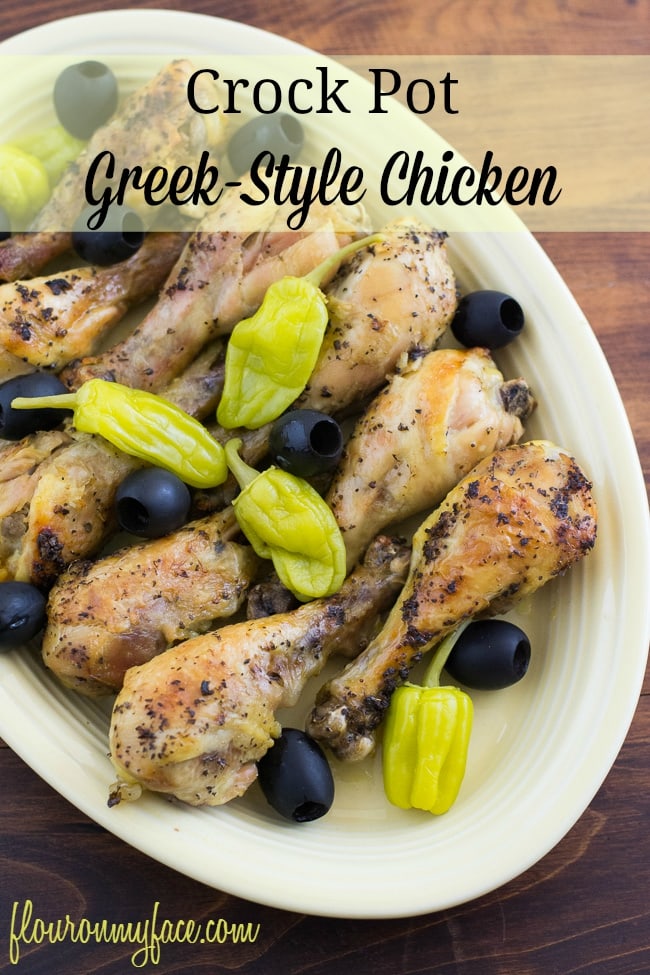 This weeks #CrockPotFriday recipe is for Greek-Style Chicken made in the crock pot via flouronmyface.com