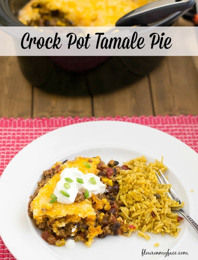 This Crock Pot Tamale Pie recipe via flouronmyface.com is crock pot re cipe number 28 in the 52 Crock Pot Recipes of 2015 series.