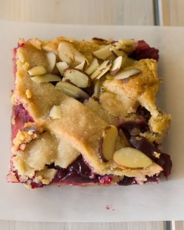 Single serving slice of Cherry Slab Pie.