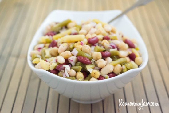 five bean salad recipe is a great vegetarian recipe  packed full of minereals and fiber via flouronmyface.com