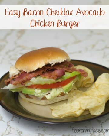 Easy Bacon Cheddar Avocado Chicken Burger via flouronmyface.com #shop