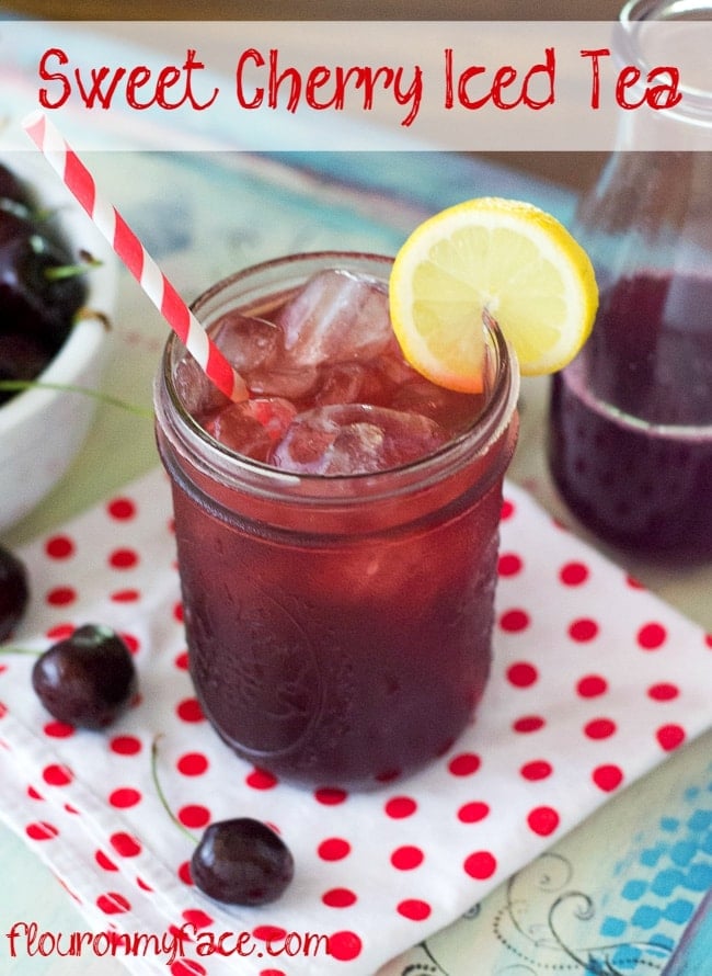 Sweet Cherry Iced Tea recipe via flouronmyface.com