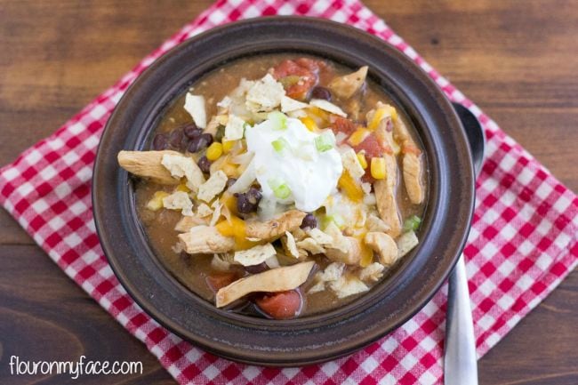 Chicken Tortilla Soup recipe via flouronmyface.com #crockpotfriday