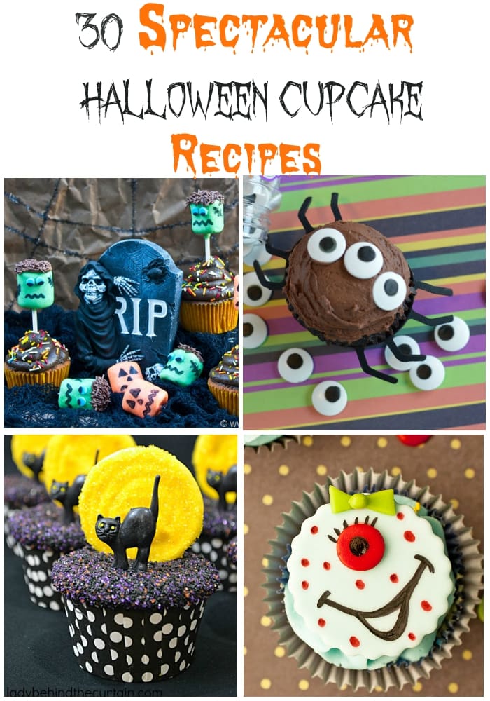 30 SPectacular Halloween Cupcake recipes via flouronmyface.com