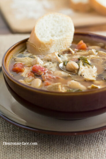 Crock Pot Tuscan Chicken Bean Soup - Flour On My Face