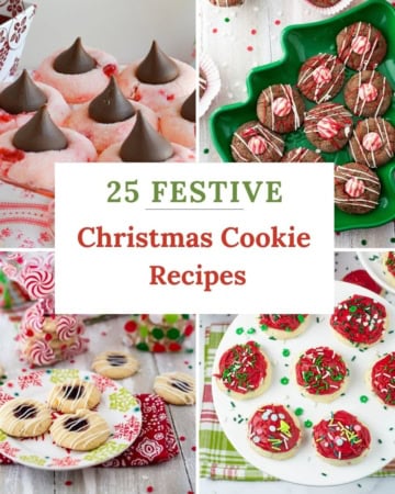 4 photo collage of festive Christmas cookie recipes.