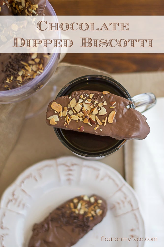 Chocolate Dipped Biscotti recipe via flouronmyface.com #ad #KACraftCoffee