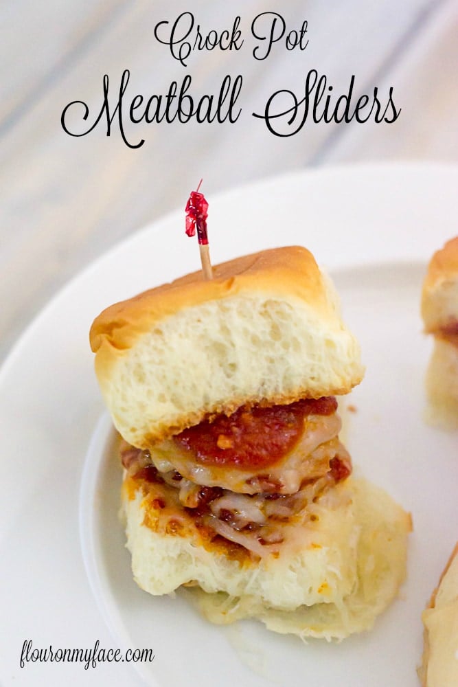 Crock Pot Meatball SLiders recipe via flouronmyface.com