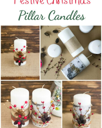 Make these easy Christmas decorations - Festive DIY Christmas Pillars candles via flouronmyface.com