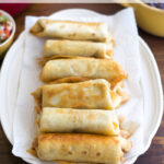 Homemade Chimichangas on a serving platter.