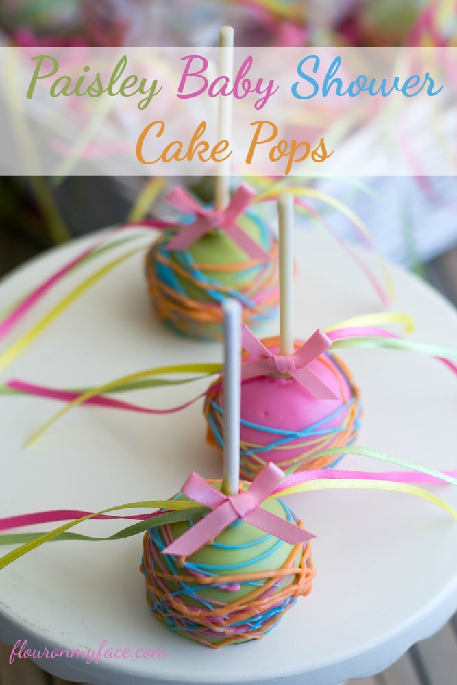 Paisley Baby Shower Cake Pops for a Paisley themed girl baby shower via flouronmyface.com