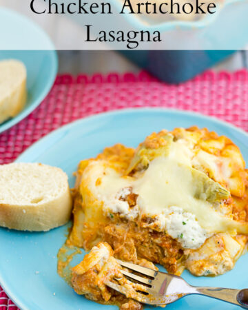 Chicken Artichoke Lasagna recipe via flouronmyface.com
