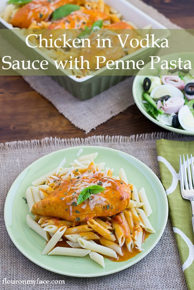 Crock Pot Chicken in Vodka Sauce with Penne Pasta recipe via flouronmyface.com