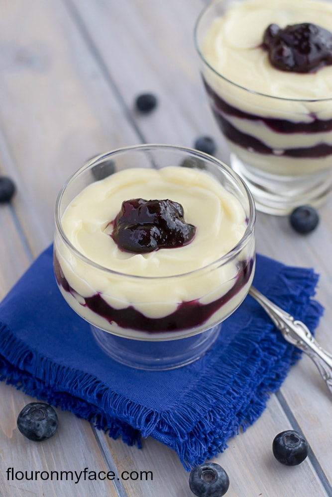 Dairy Free Blueberry Cheesecake Pudding Parfauts recipe via flouronmyface.com