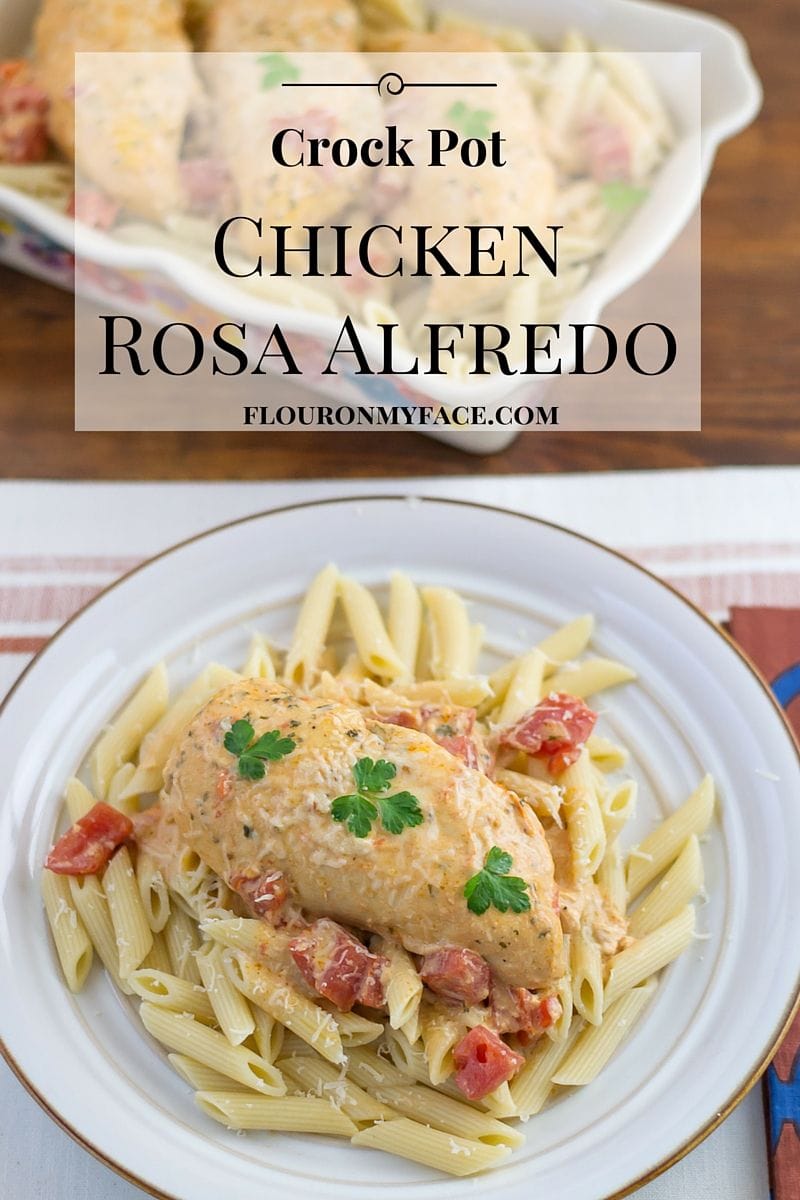 Crockpot recipe: Crock Pot Chicken Rosa Alfredo recipe via flouronmyface.com