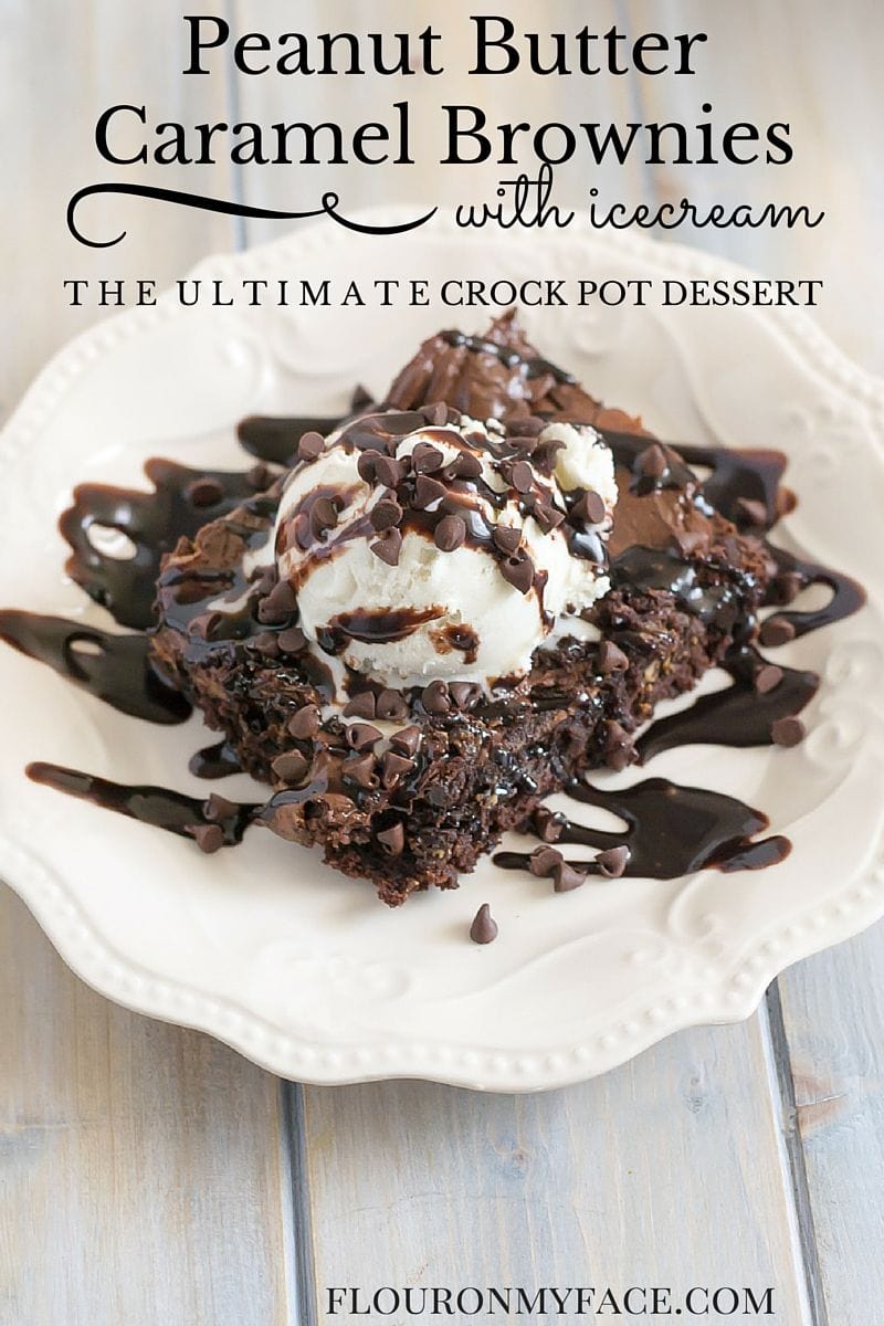 Crockpot recipe: Crock Pot Peanut Butter Caramel Brownies recipe via flouronmyface.com