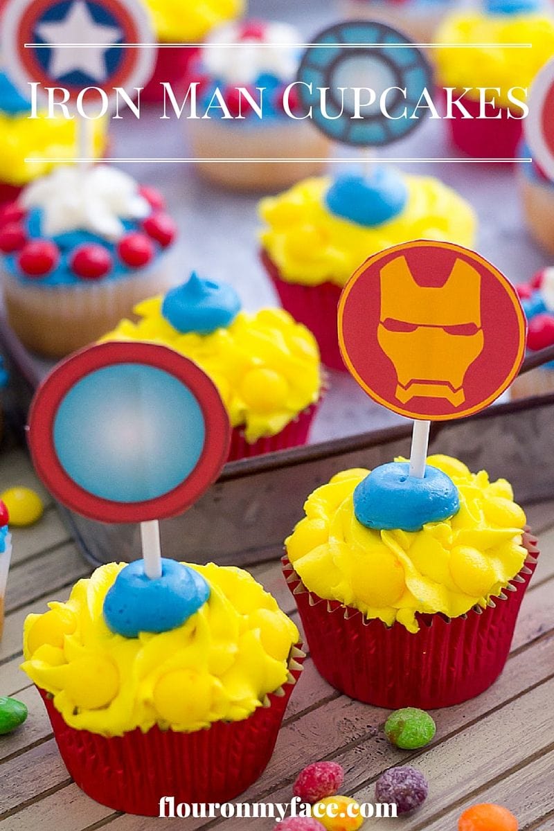 Celebrate the opening of Captain America: Civil War with these Iron Man Cupcakes #ad via flouronmyface.com
