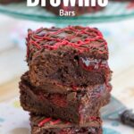 Rich chocolate fudge brownies mixed with sweet cherry pie filling make the best Black Forest Brownie Bars recipe I have ever tasted. via flouronmyface.com