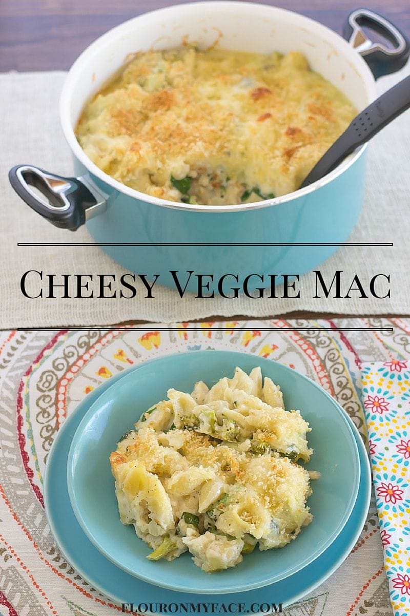 Cheesy Veggie Macaroni and Cheese recipe via flouronmyface.com