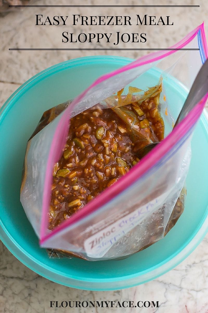 Want to start freezer meal cooking? This Easy Freezer Meal Sloppy Joes recipe is the perfect freezer cooking recipe made with ground beef to start with via flouronmyface.com