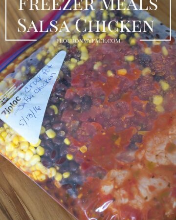 Salsa Chicken ingredients in a freezer bag.