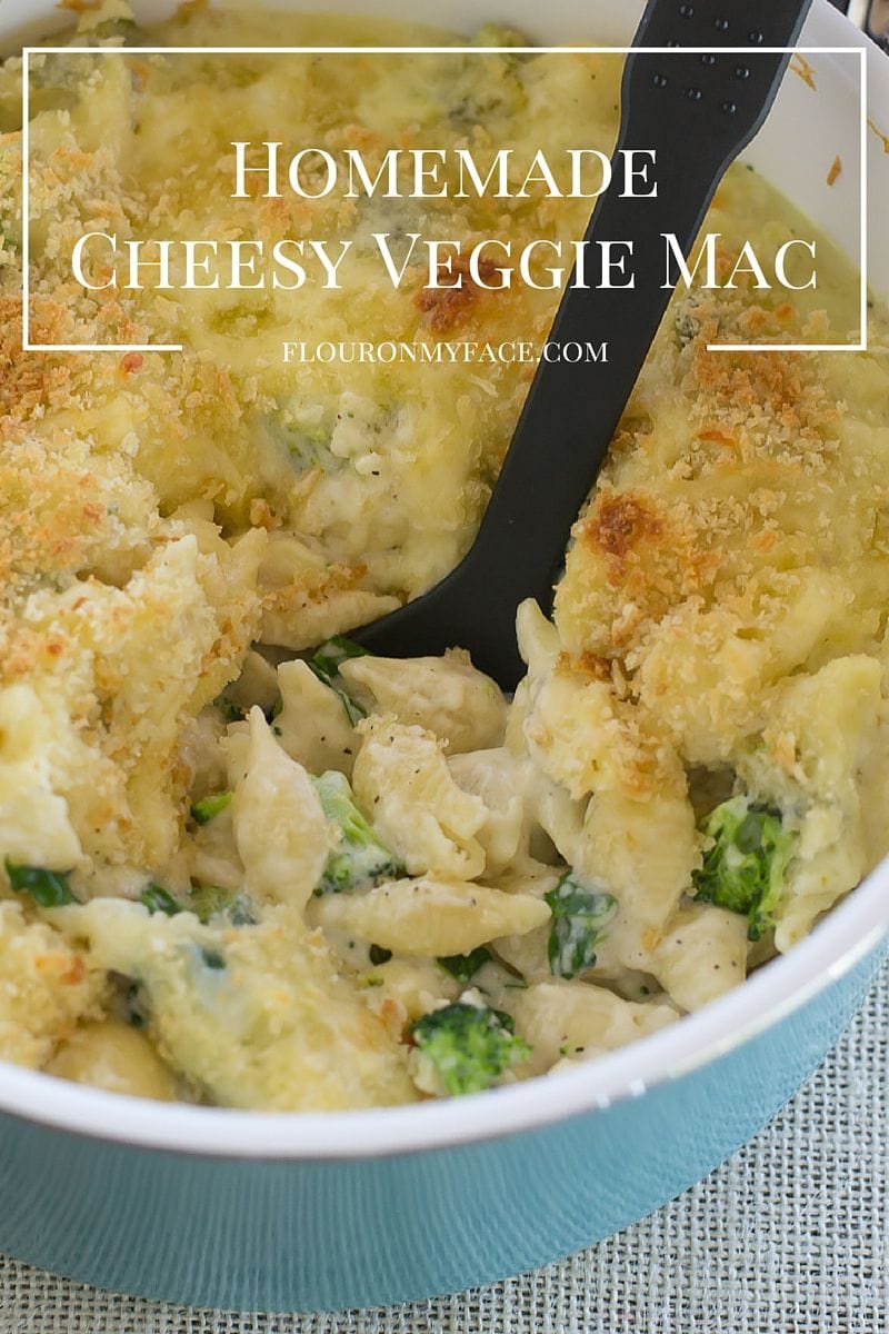 Homemade with real ingredients-one pot Cheesy Veggie Mac recipe via flouronmyface.com