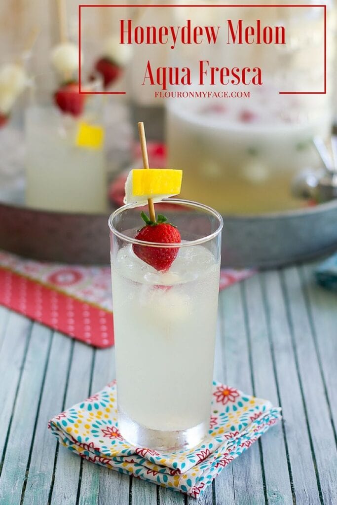 Cool off and your next barbecue with a tall glass of Honeydew Melon Aqua Fresca. It is a refreshingly lightly sweetened summer beverage recipe via flouronmyface.com