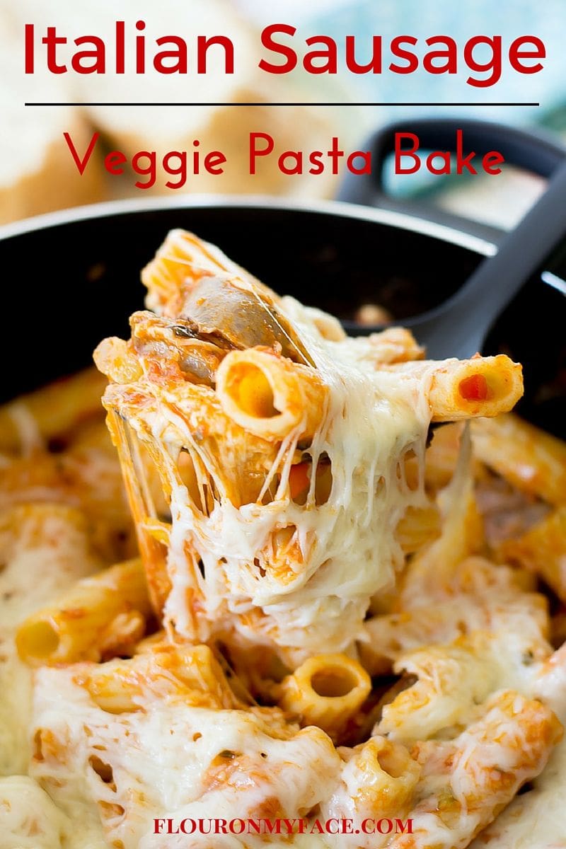 Italian Sausage Veggie Pasta Bake recipe is a perfect way to sneak those hidden vegetables in when no one is looking (AD) via flouronmyface.com