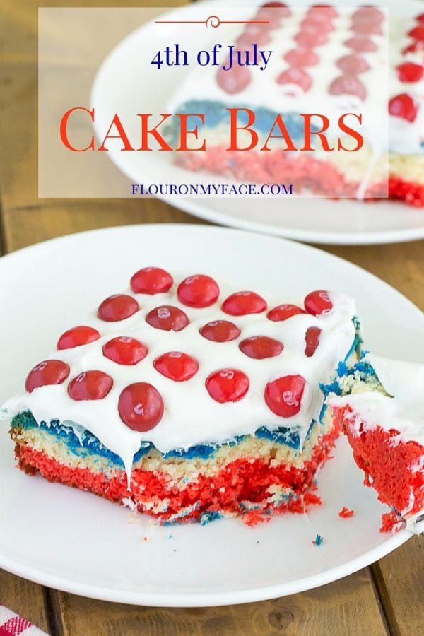 Red White and Blue Cake Bars - Flour On My Face