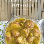 Easy Crock Pot Cheesy Ranch Potatoes recipe made with baby red potatoes via flouronmyface.com