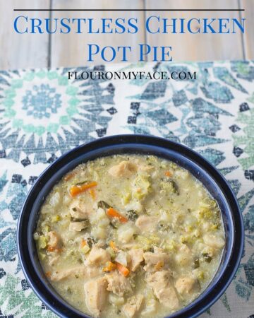 Crock Pot Crustless Chicken Pot Pie recipe is gluten free and low carb. A creamy sauce with chicken and vegetables is delicious and a perfect family recipe via flouronmyface.com