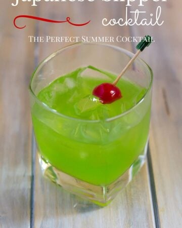 Summer Cocktail recipes: Japanese Slipper Cocktail recipe is another perfect cocktail recipe using green melon Midori liquor via flouronmyface.com