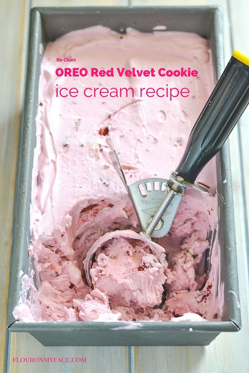 OREO Red Velvet Cookie Ice Cream recipe via flouronmyface.com