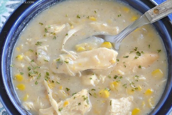 Crock Pot Chicken Corn Chowder - Flour On My Face