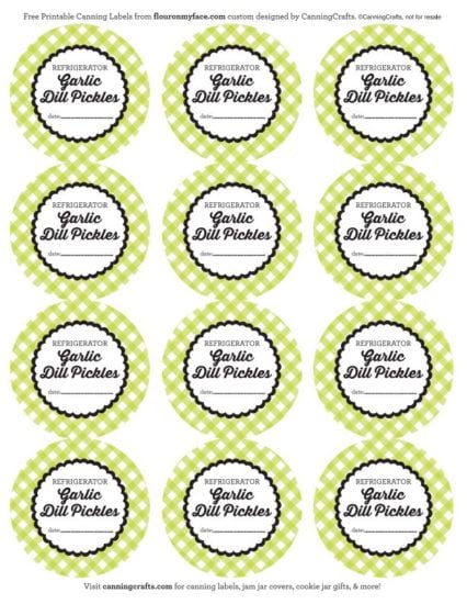 Free Printable Garlic Dill Pickle Canning Labels via flouronmyface.com