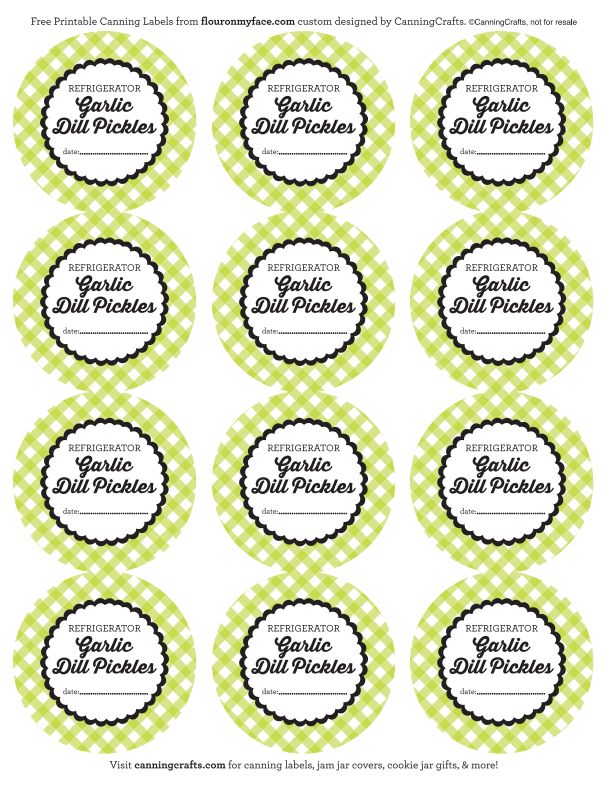 Free Printable Garlic Dill Pickle Canning Labels via flouronmyface.com