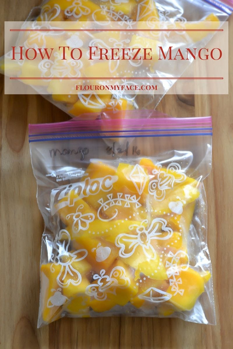 How to freeze mango for smoothies, frozen cocktails and mango flavored drinks via flouronmyface.com