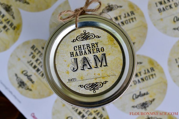 Cherry Habanero Jam custom canning labels byCanningCrafts.com via flouronmyface.com #ad #canning