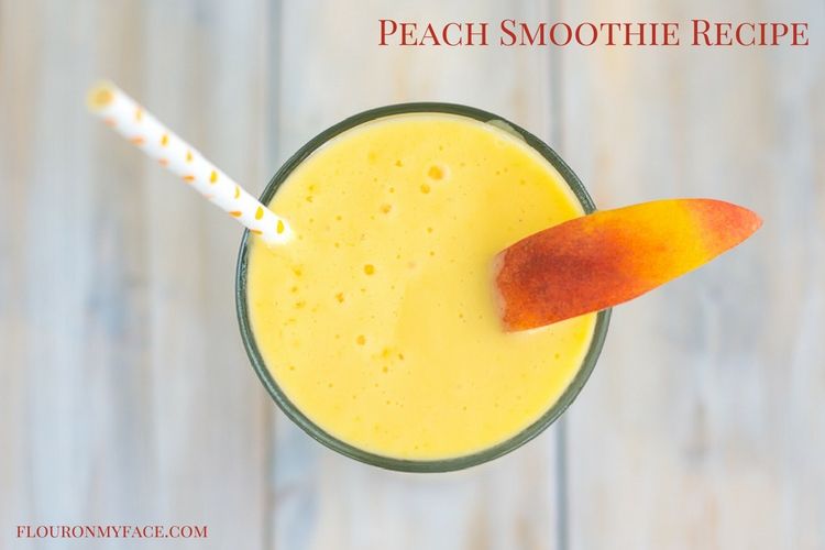 Homemade Peach Smoothie recipe made with the last of summer peaches, yogurt and milk via flouronmyface.com