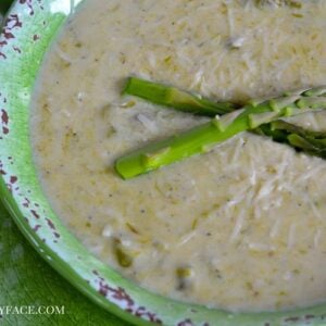 How to make Roasted Cream of Asparagus Soup via flouronmyface.com