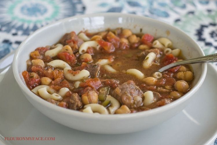 Crock Pot slow cooker Minestrone Soup is budget friendly, healthy and tastes delicious via flouronmyface.com
