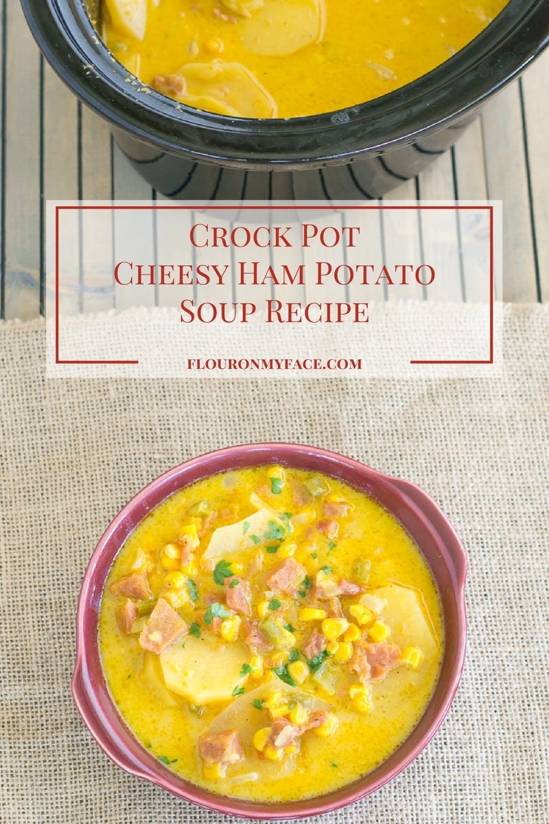 Crock Pot Slow Cooker Cheesy Ham Soup recipe is so good you are going to want to make this ham and cheese soup recipe asap! via flouronmyface.com